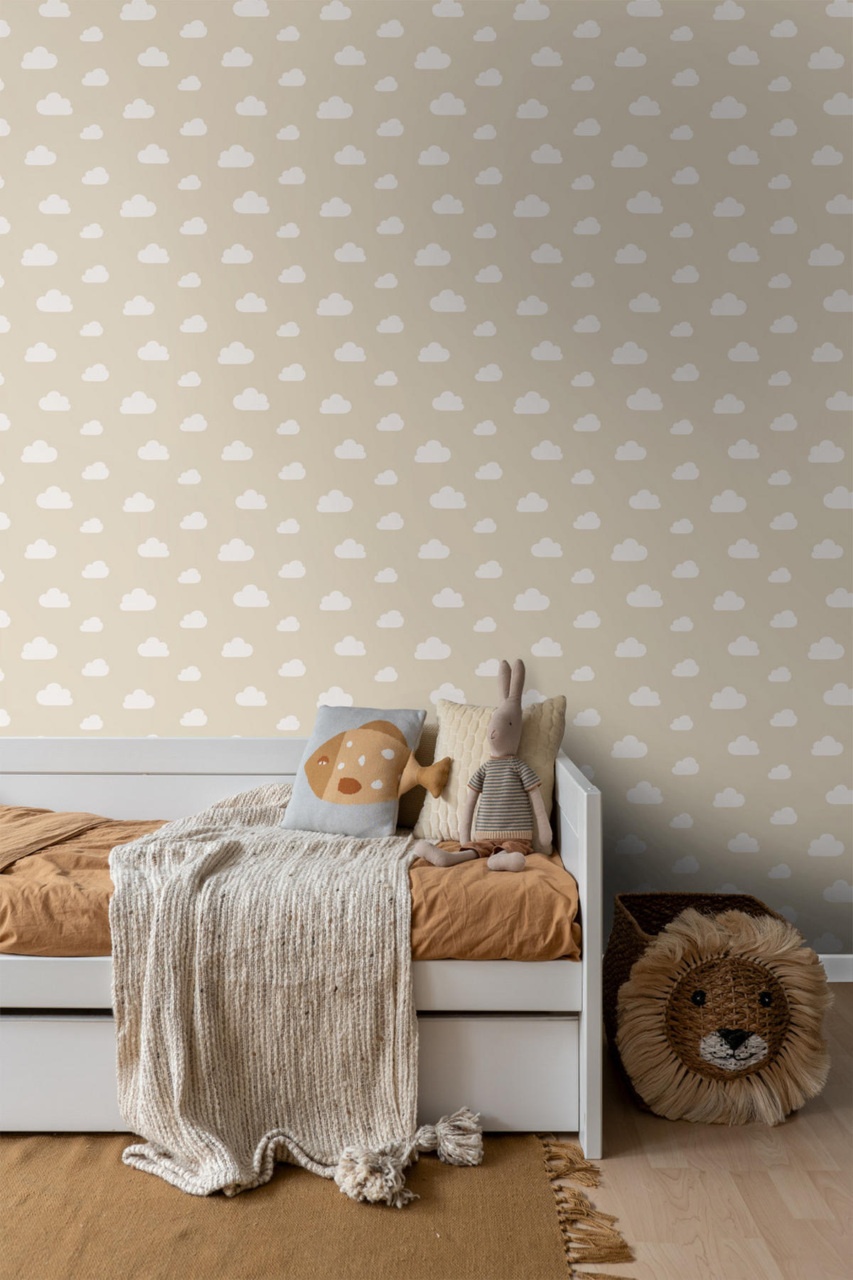 TAPETE kleine Wolken 53 cm x 10.05 m - Beige, Papier (53/0.1cm) - ESTAhome