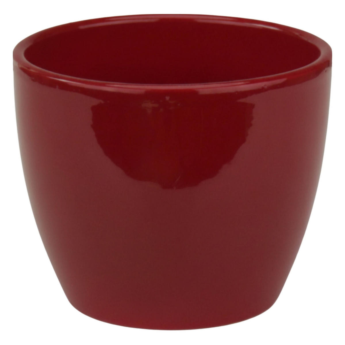 BLUMENTOPF Sylt Keramik Ø 11 cm Höhe 10 cm rund Weinrot glänzend - Weinrot, Keramik (11/10cm) - LENI