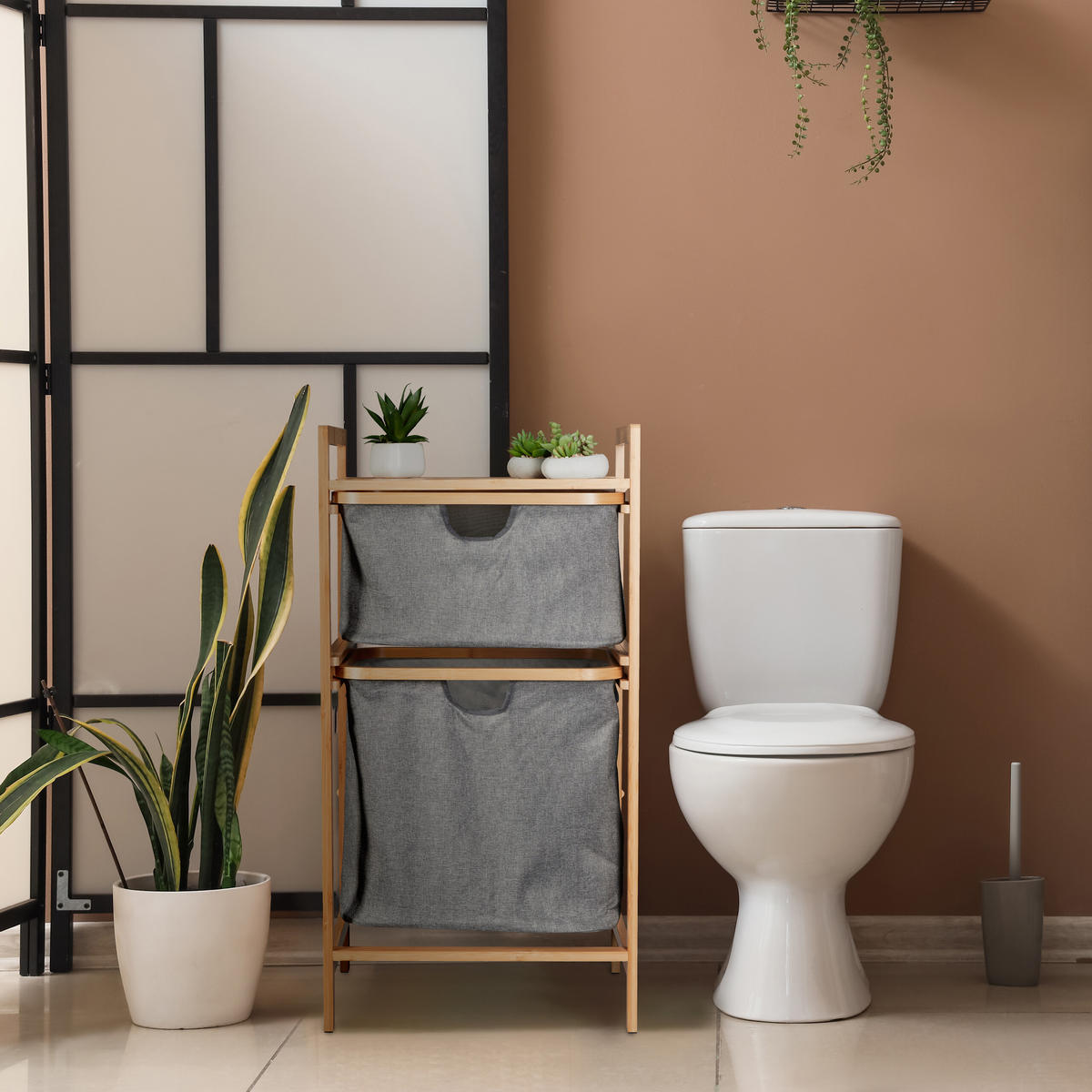 STOJAN na bielizeň - viacfarebná, drevo/textil (44/84.5/33cm) - Relaxdays