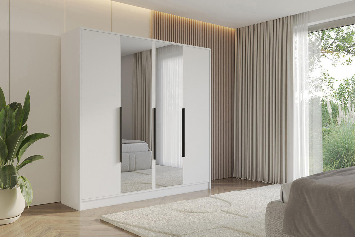 KLEIDERSCHRANK - LUSSO - 200 - Weiß - Weiß, Holzwerkstoff (200/200/51cm) - ALTDECOR