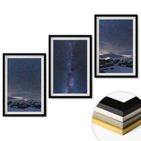 WANDBILDER 3er-Set - 40x60 cm Schwarzer Rahmen - Nachthimmel, Berge, Sterne - Schwarz, Kunststoff (40/60cm) - ArtPrintCave
