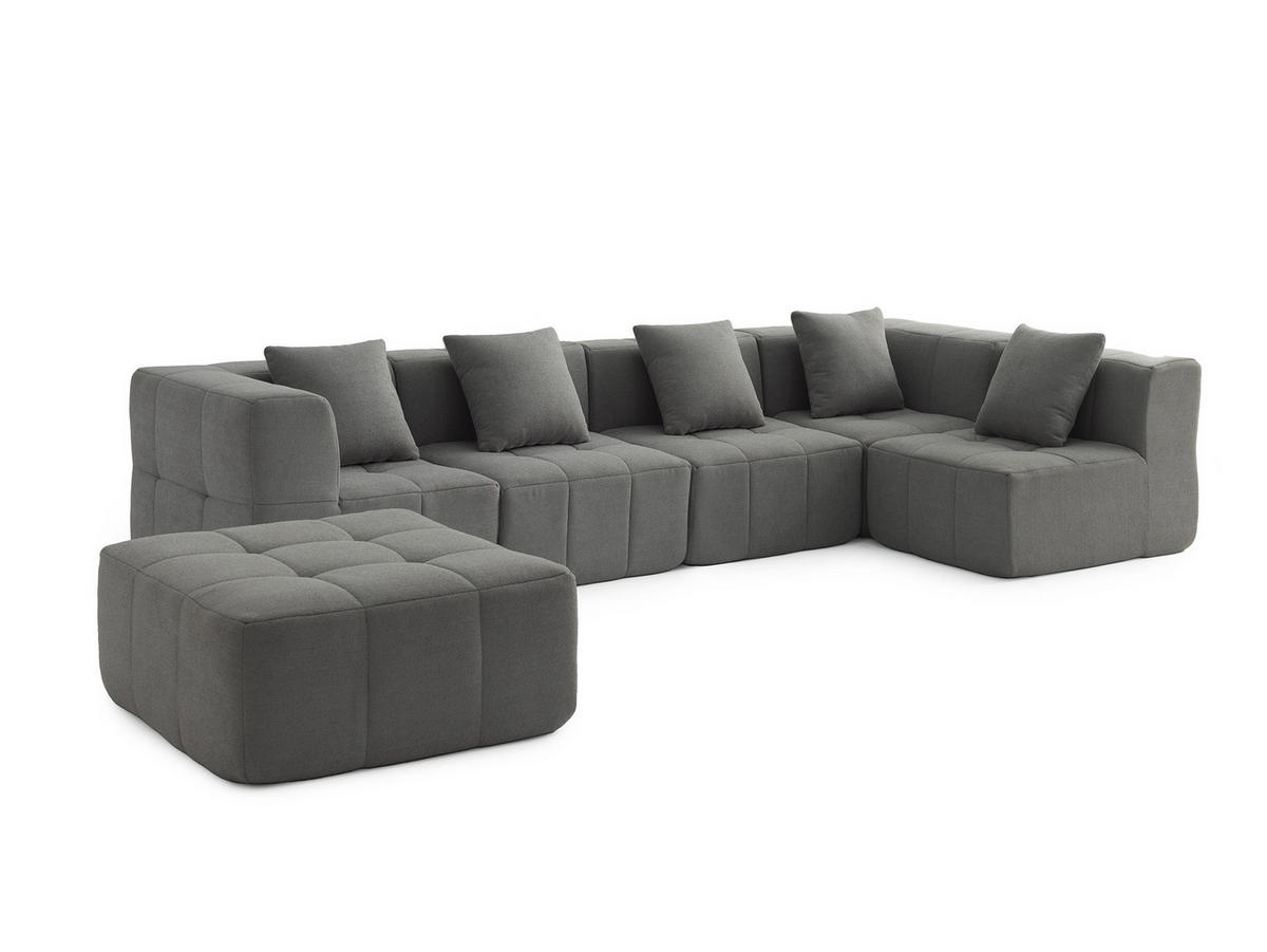 WOHNLANDSCHAFT Bouclé-Stoff Wolkengrau - Grau, Textil (340/73/190cm) - MILYsofa