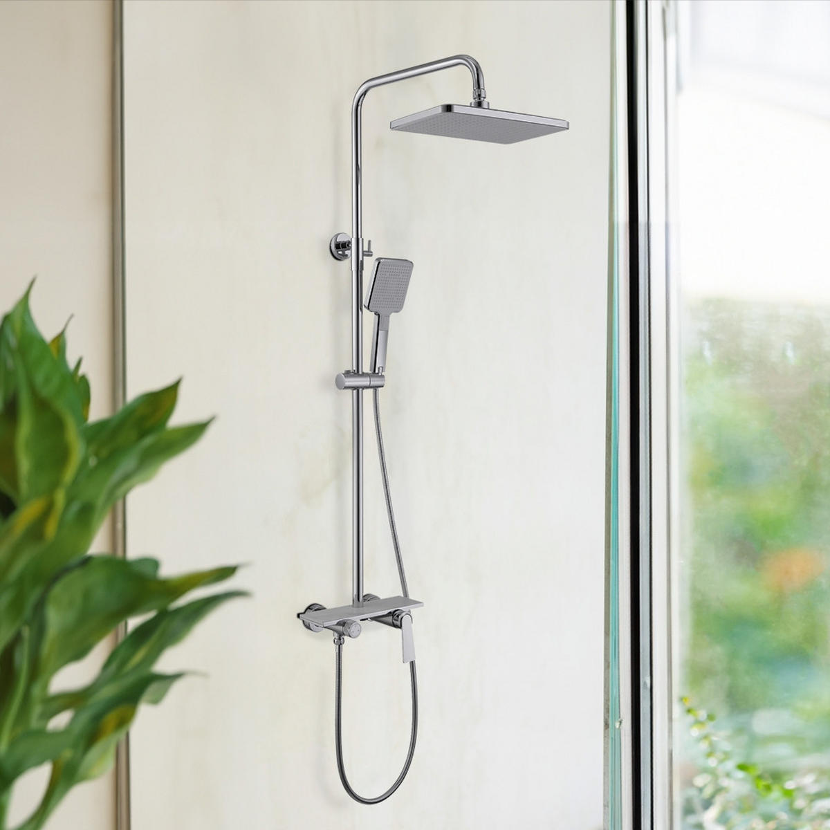 DUSCHARMATUR ICONIC - Weiß - Weiß, Metall (28/120/37.5cm) - Home Deluxe
