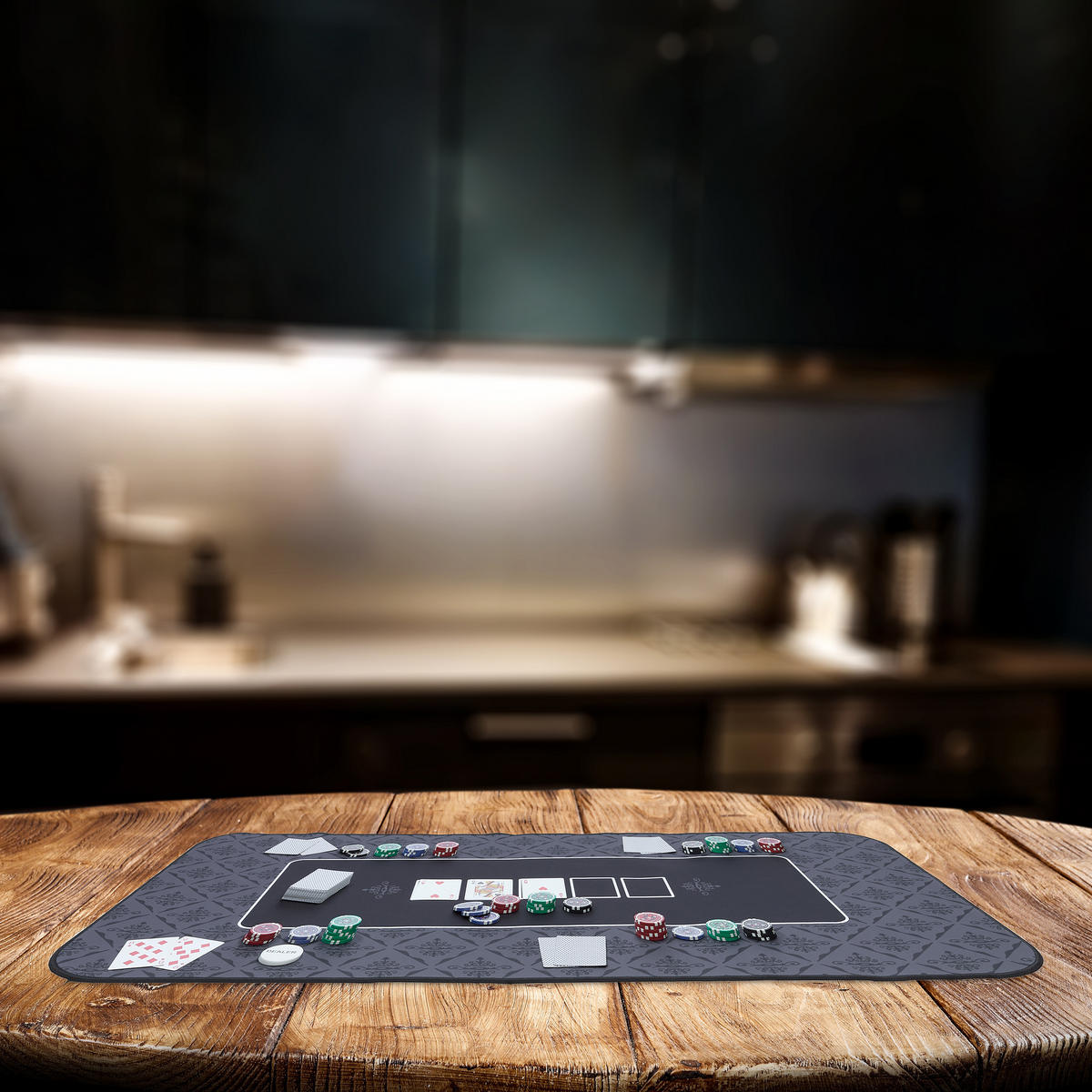 POKERMATTE - Dunkelgrün, Kunststoff/Textil (120/60cm) - Relaxdays