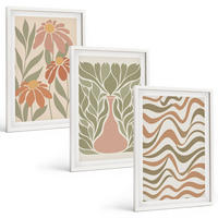 BILDER SET 3er Set - 40x60 cm Weißer Rahmen - Abstrakte Pastellblumen - Weiß, Kunststoff (40/60cm) - TULUP