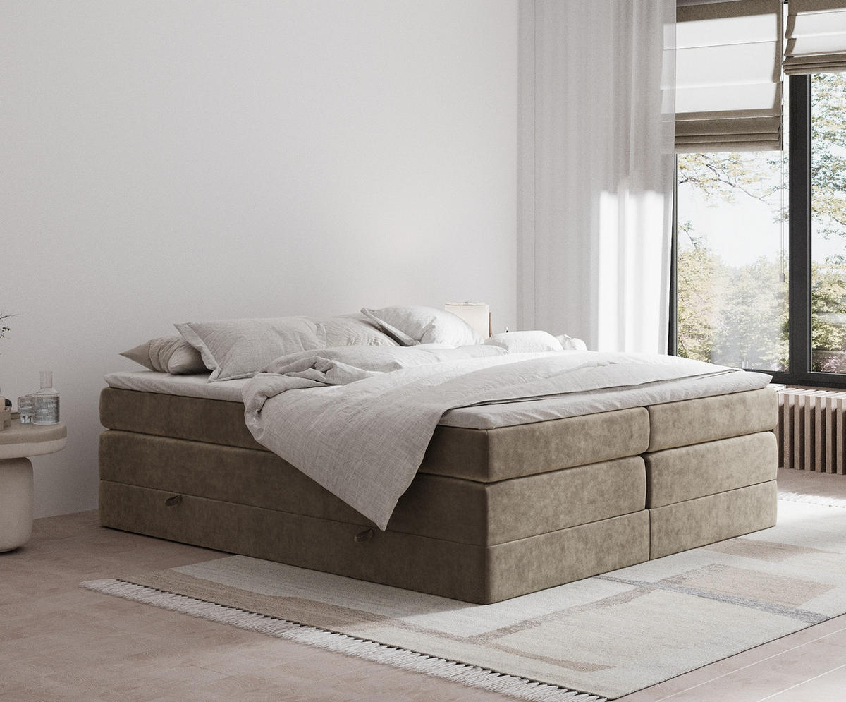 BOXSPRINGBETT Juniper Braun 160/200 cm - Schwarz/Braun, Holz/Holzwerkstoff (160/200cm) - Maison de Reve