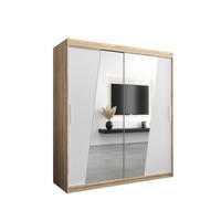 SCHWEBETÜRENSCHRANK 200/180/62 2-türig - Silberfarben/Weiß, Holz/Kunststoff (180/200/62cm) - Abiks Möbel
