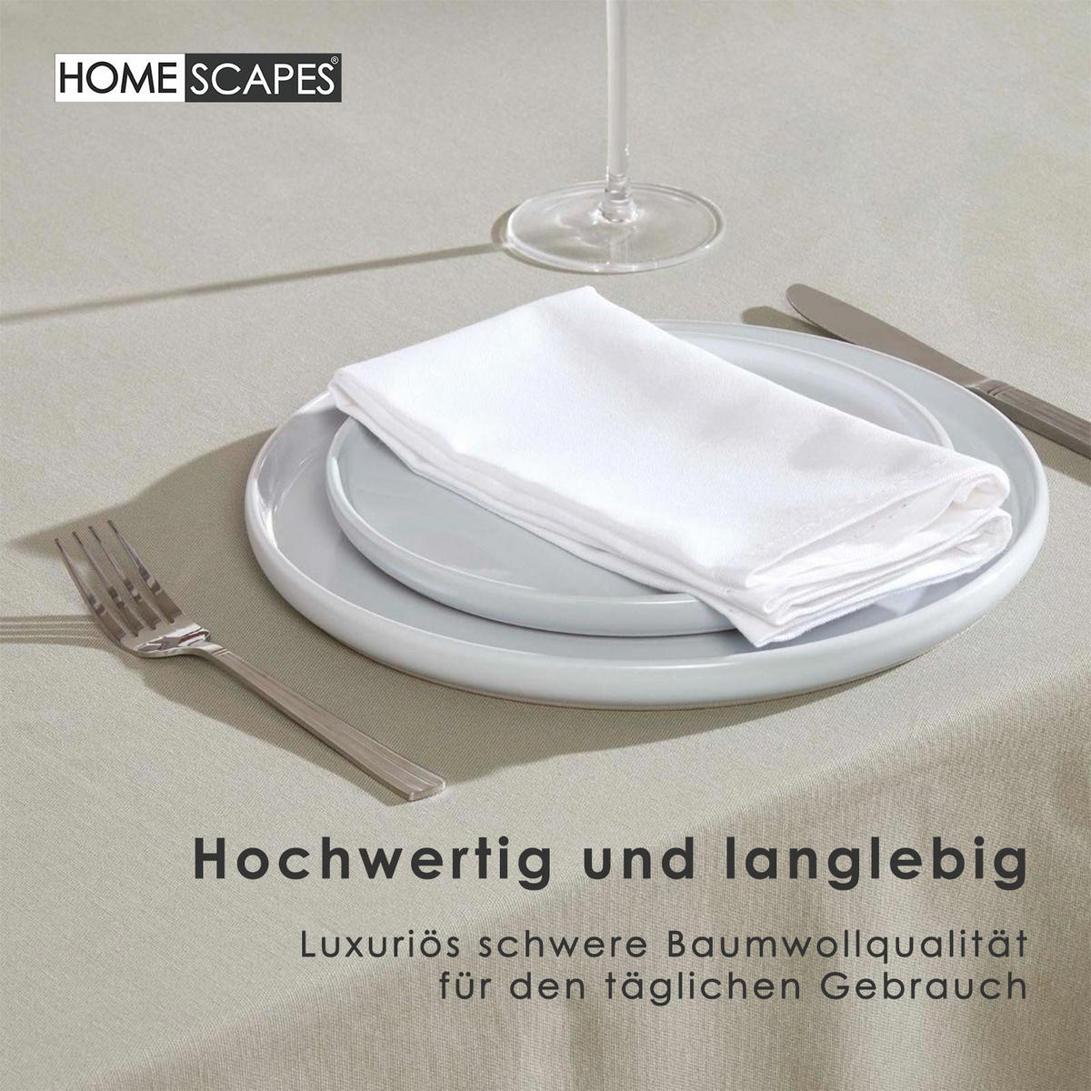 TISCHDECKE grau 137/228 cm, 100% Baumwolle - Grau, Textil (137/228cm) - Homescapes