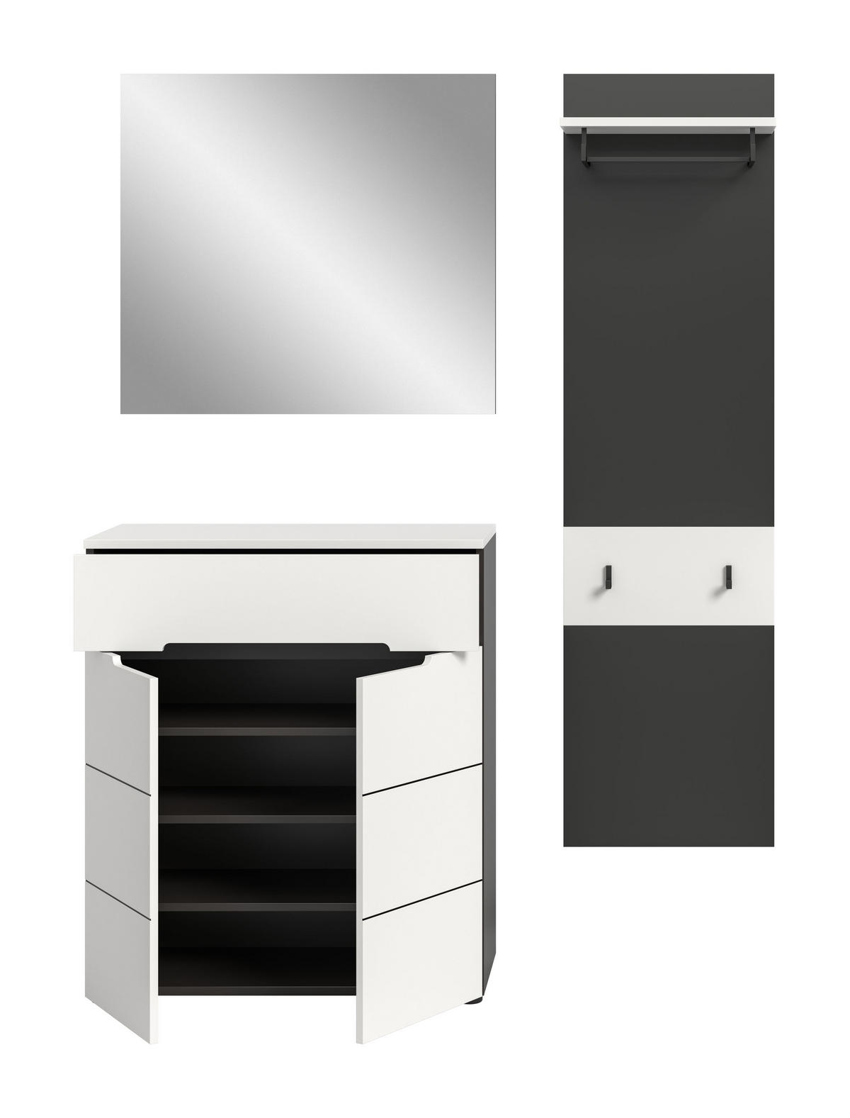 GARDEROBEN-SET CANU (B/H/T: ca. 140/190/37 cm) in Basalt grau/weiß - Grau, Holzwerkstoff (140/190/37cm)