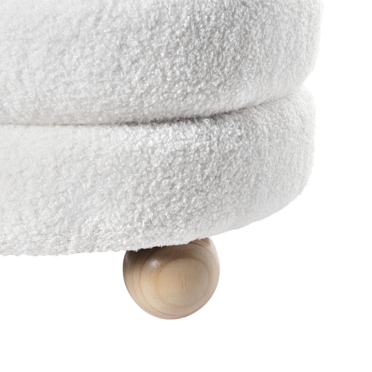 POUF Cremeweiß Chilly - Weiß/Braun, Textil (42/41/42cm) - Beliani