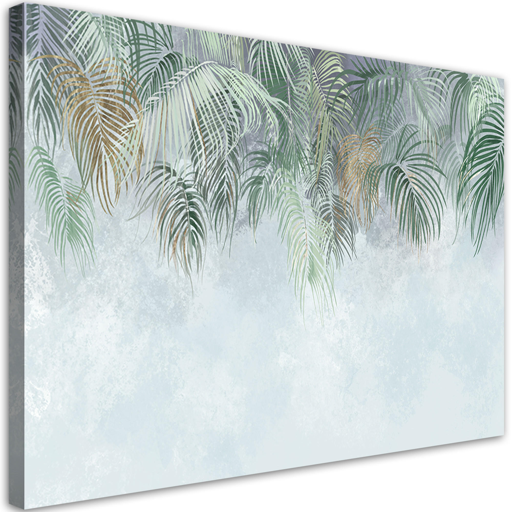 WANDBILD palmenblätter - Türkis, Textil (60/40cm) - Feeby