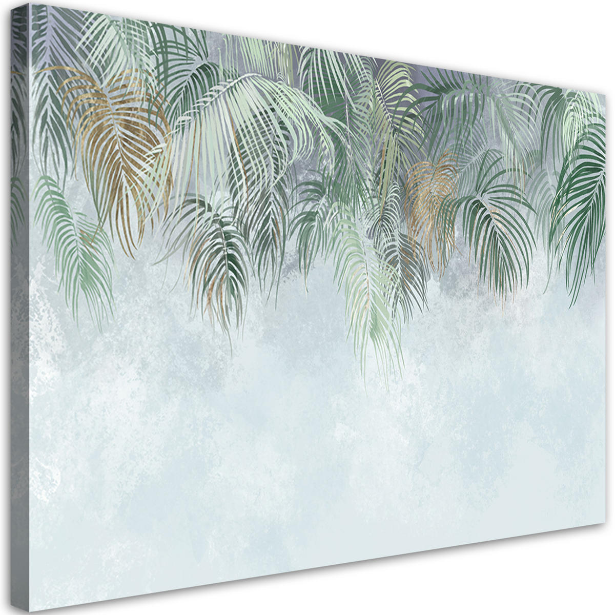 WANDBILD palmenblätter - Türkis, Textil (60/40cm) - Feeby