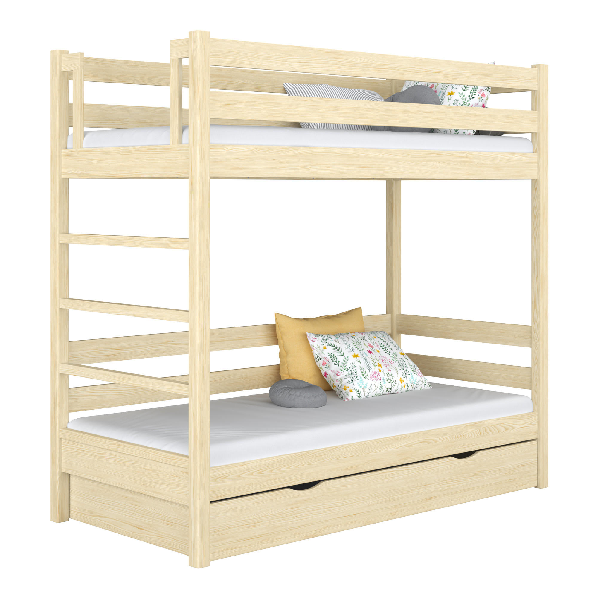 ETAGENBETT N03 mit Schublade Klare Kiefer 80/200 - Braun, Naturmaterialien/Holz (80/200cm) - N-Wood