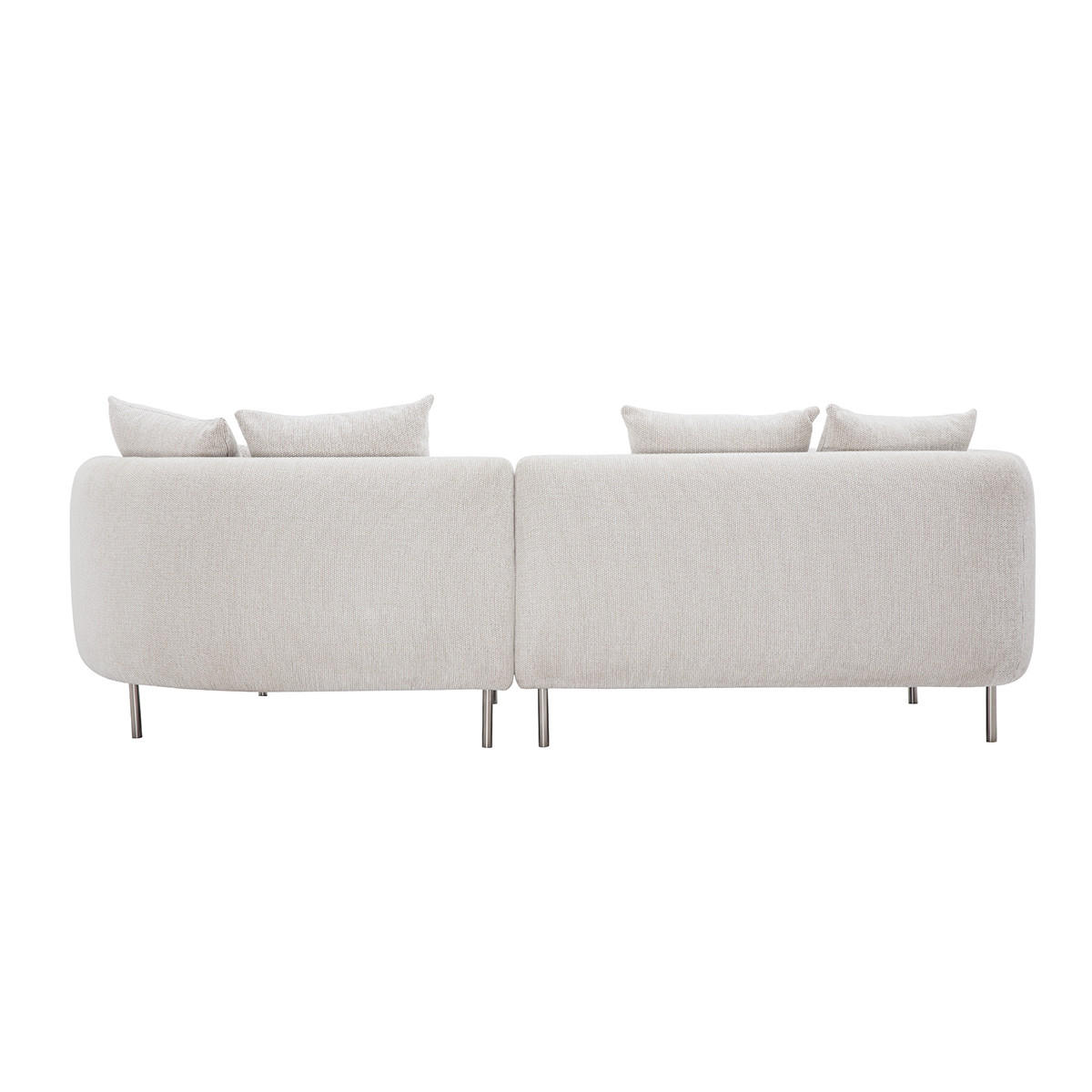 DESIGNER-SOFA 3-4 Plätze aus Samteffekt Chenille-Stoff beige und verchromtem Metall IGLESIAS - Beige, Textil (112/70.5/242.5cm) - Miliboo