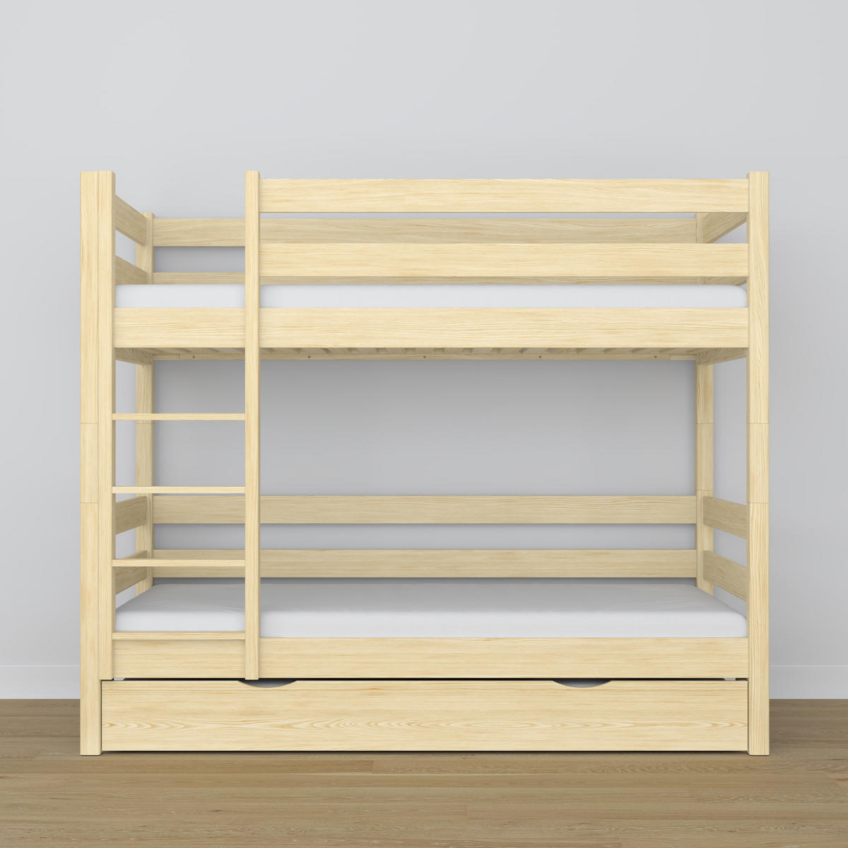 ETAGENBETT N01 mit Matratzenschublade Klare Kiefer 80/200 - Hellbraun/Braun, Naturmaterialien/Holz (80/200cm) - N-Wood