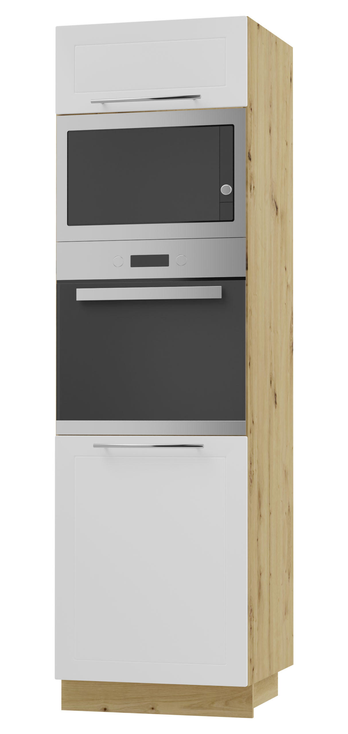BACKOFEN-HOCHSCHRANK Kvantum D14/RU/60/207 Weiß Matt / Eiche Artisan Matt 60 / 59 / 207cm - Eiche Artisan/Weiß, Holz/Holzwerkstoff (60/207/59cm) - Feldmann-Wohnen