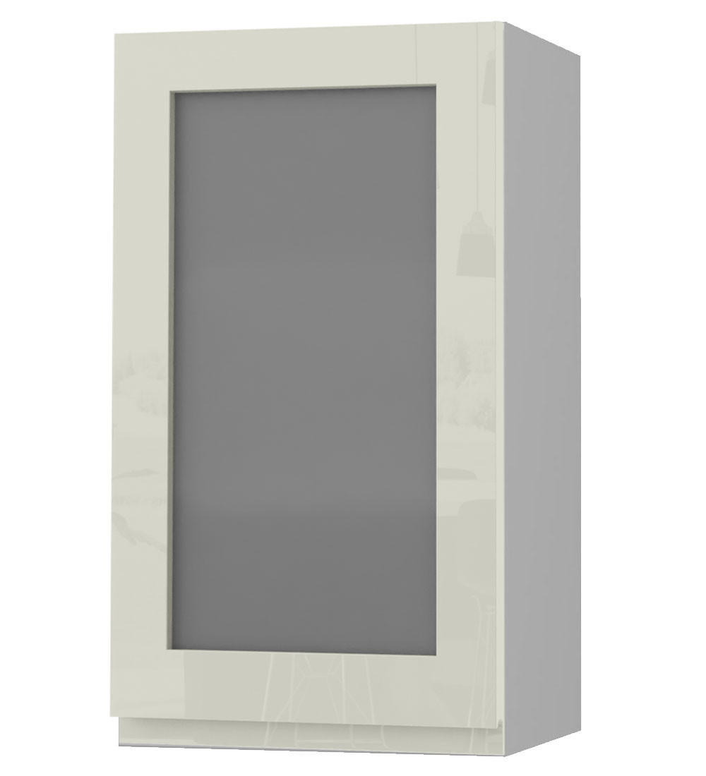 HÄNGESCHRANK Florence W2S/40 Grau / RAL 1013 perlweiß HG 40 / 32,5 / 72cm - Türanschlag links - Weiß Hochglanz/Grau, Holz/Holzwerkstoff (40/72/32.5cm) - Feldmann-Wohnen