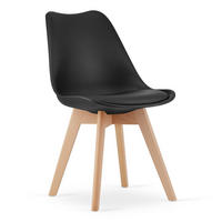 STUHL DOZZA 1 Stück, Schwarz Kissen aus Kunstleder - Schwarz, Holz/Kunststoff (49/82/43cm) - Komodee