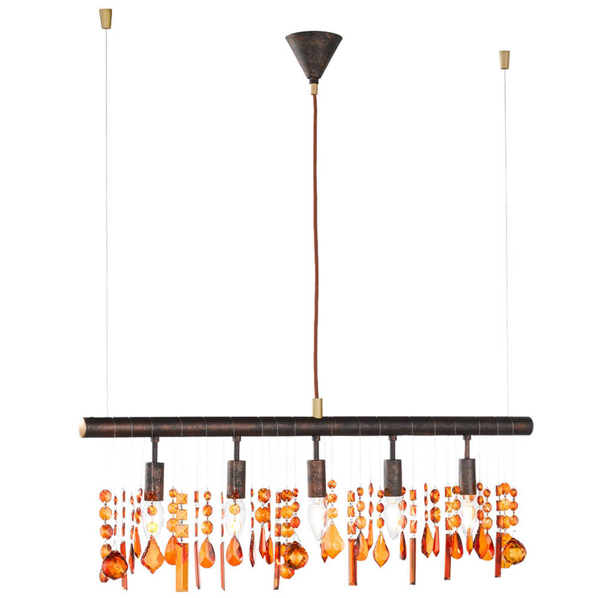 LED HÄNGELEUCHTE Metall Braun Kristall-Optik - Braun, Metall (80/9.8/150cm)