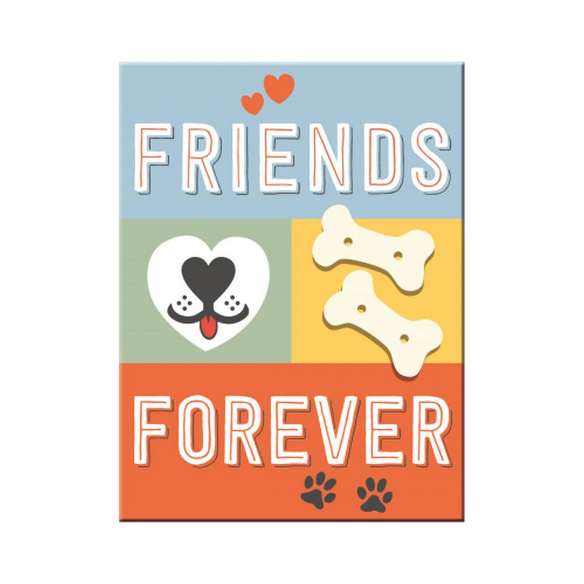 MAGNET 6/8 cm PfotenSchild Friends Forever - Multicolor, Metall (6/8/0.1cm) - Nostalgic-Art