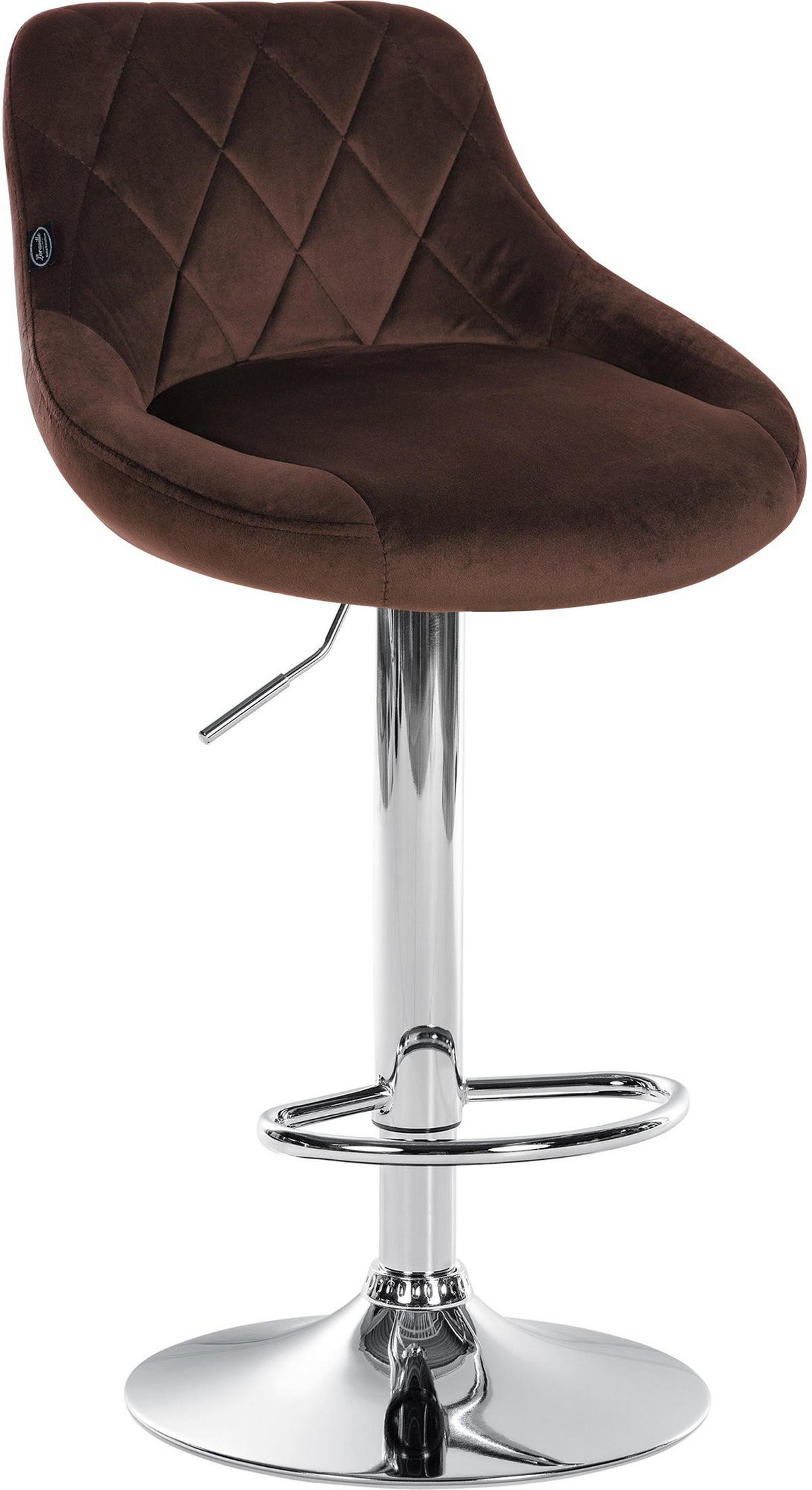 BARHOCKER 2er Set Samt braun - Chromfarben/Braun, Textil/Metall (46/83/49cm) - CLP