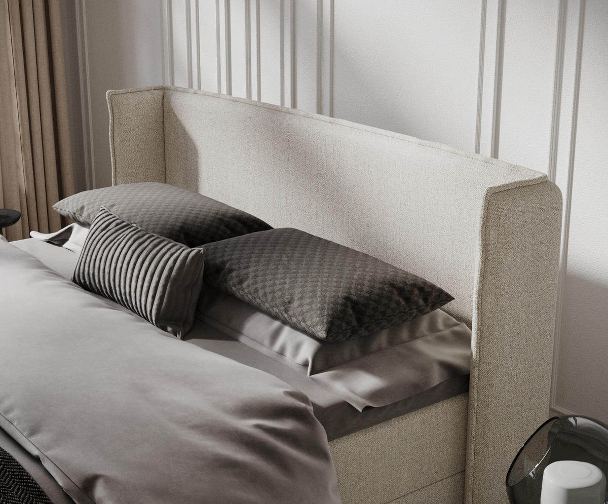 BOXBETT Passion Hellbeige 160/200 cm - Beige/Schwarz, Kunststoff/Textil (160/200cm) - Maison de Reve