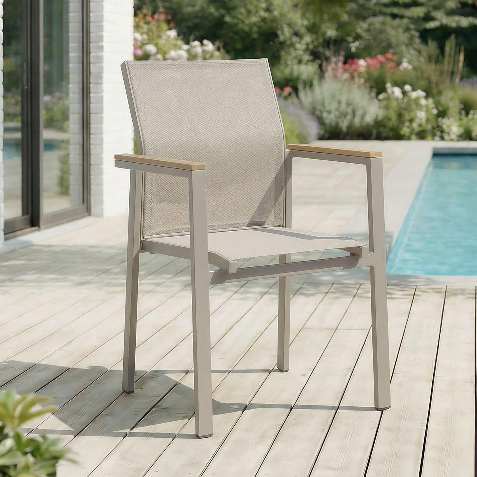 GARTENSTÜHLE WINDY 6ER-SET - Grau, Textil (56/87/58cm) - IDIMEX