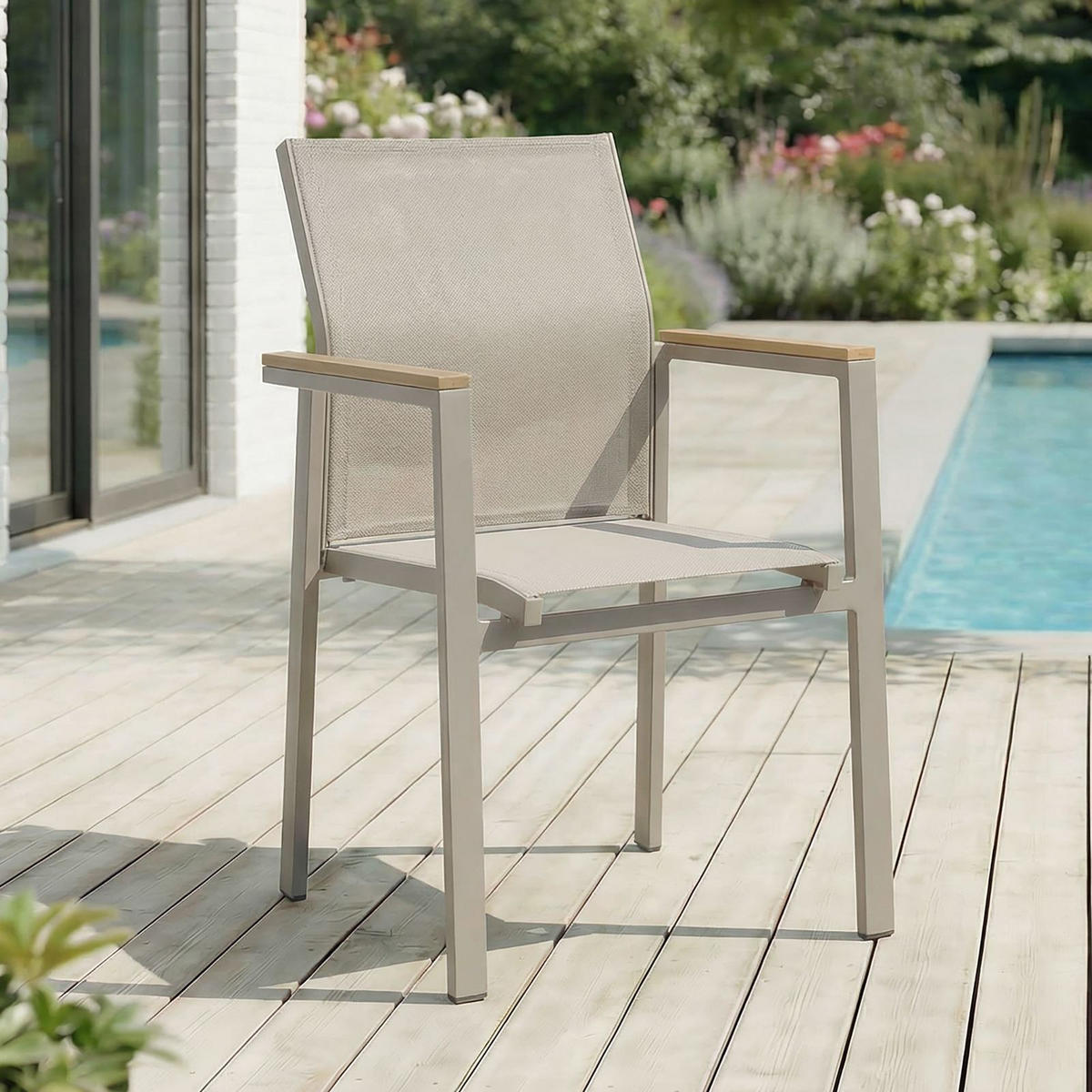 GARTENSTÜHLE WINDY 6ER-SET - Grau, Textil (56/87/58cm) - IDIMEX