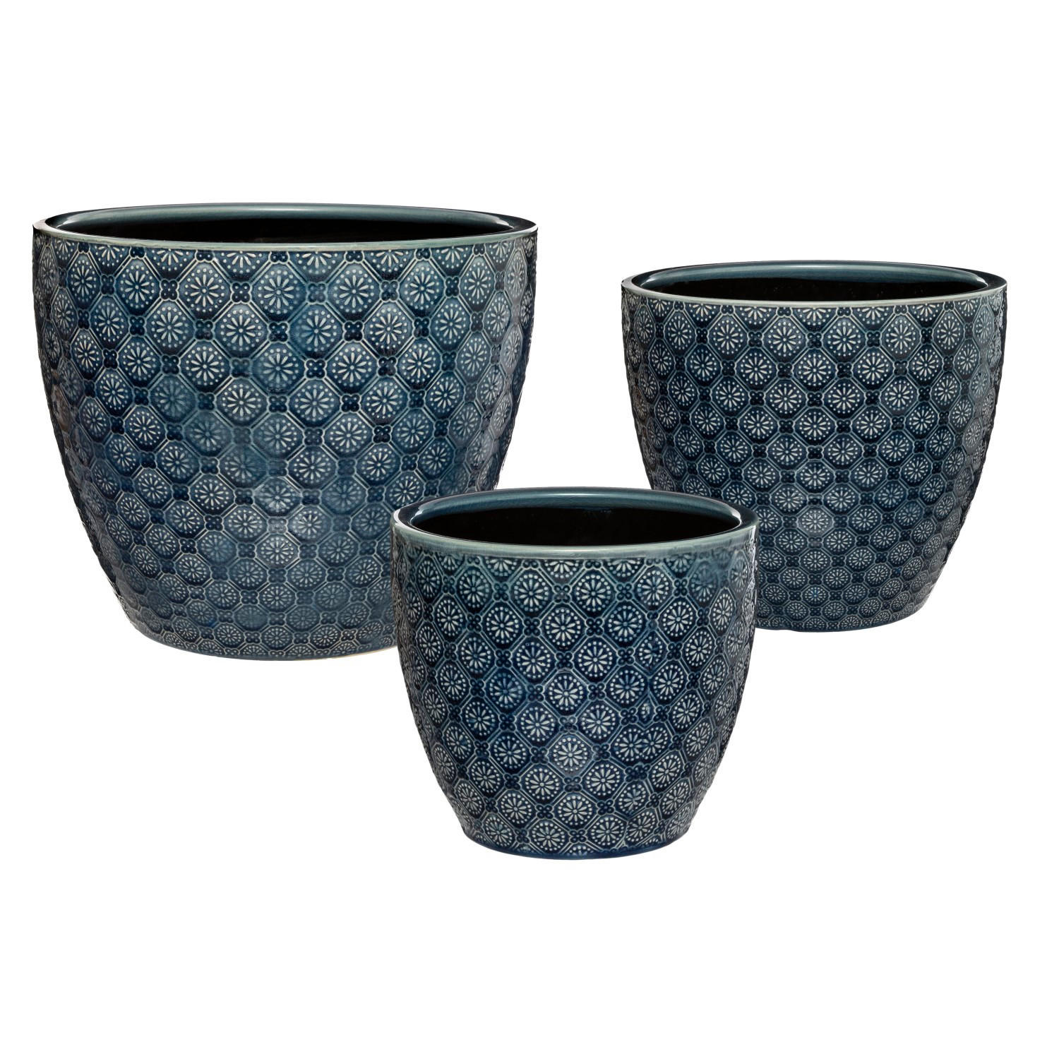 ÜBERTOPF Keramik dunkelblau 3er Set - Dunkelblau, Keramik (25/30/25cm) - Atmosphera Createur d´interieur