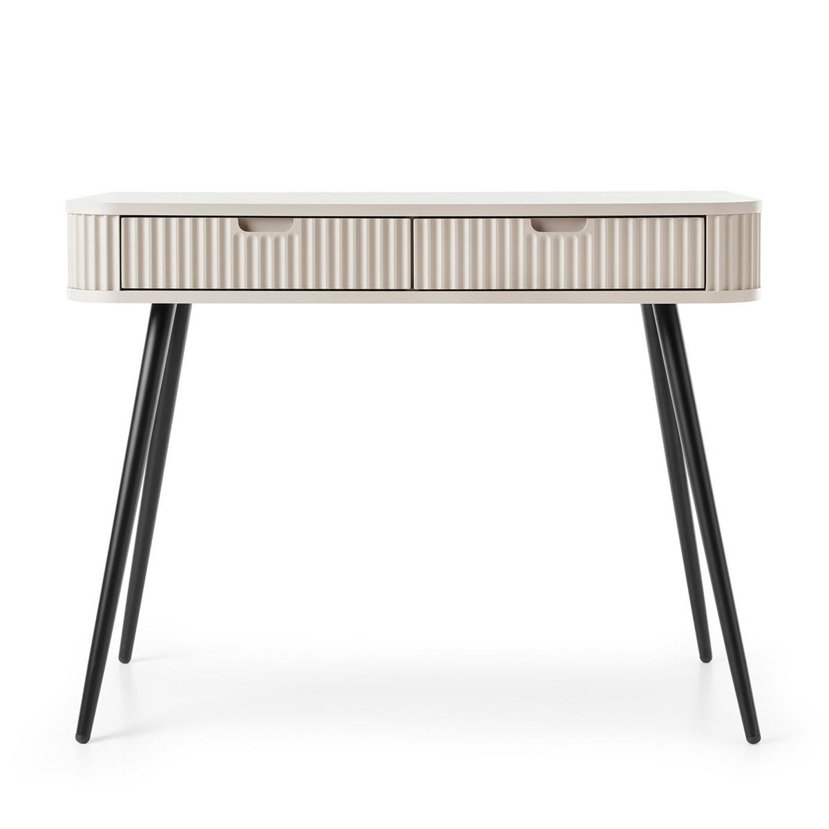 KONSOLENTISCH Zova Beige, Schwarze Beine, Schminktisch mit Schubladen - Beige/Schwarz, Holzwerkstoff/Metall (49/103/80cm) - Bettso