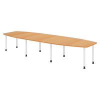 KONFERENZTISCH groß KT40 130/400/74 cm in Buchefarben/Füße in Weiß - Buchefarben/Weiß, Holzwerkstoff (130/400/74cm) - bümö