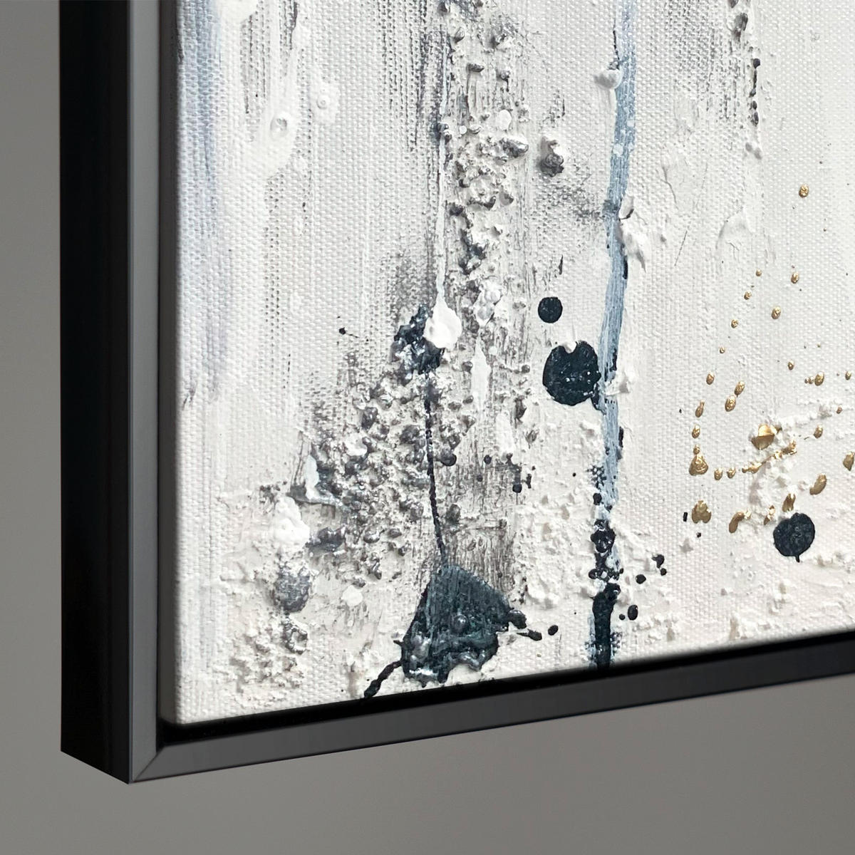 GEMÄLDE Tanz der Spritzer Schattenfugenrahmen Schwarz 140x100 cm - Schwarz, Holz (140/100cm) - YS-art gallery