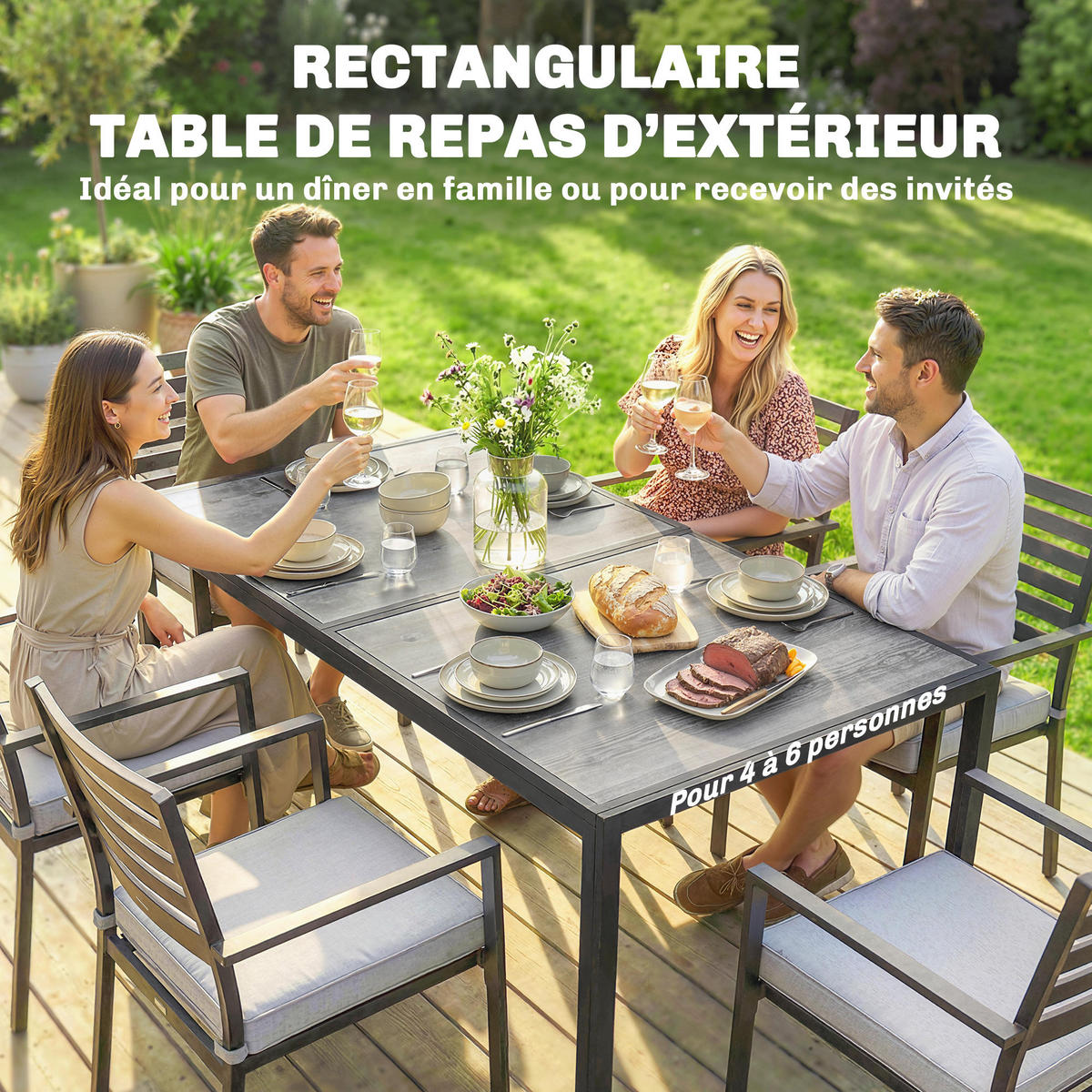 GARTENTISCH DE-14230 150x80 cm Holzoptik Grau - Grau, Metall (150/80/74cm) - ComfortXL