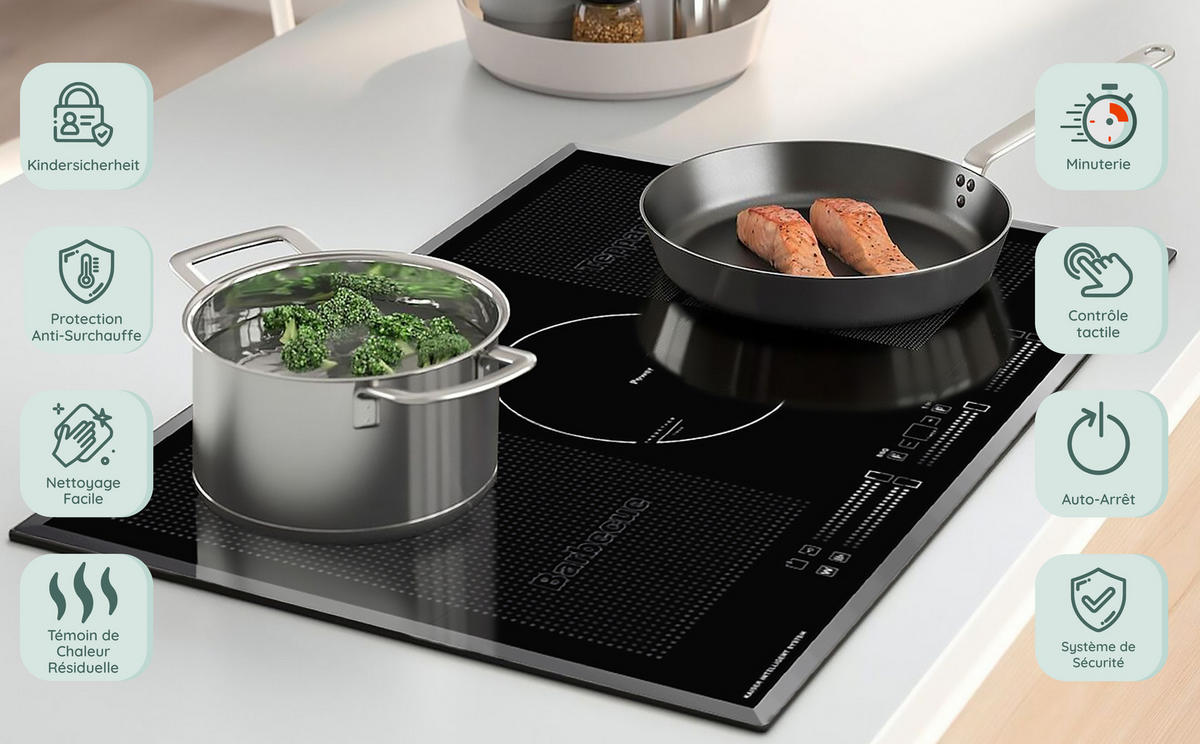 BACKOFEN-SET Einbau-Backofen 60 cm EH 6339+KCT 777 La Perle Induktions-Kochfeld 77 cm - Silberfarben, Metall (59.4/59.4/57.5cm) - Kaiser Küchengeräte