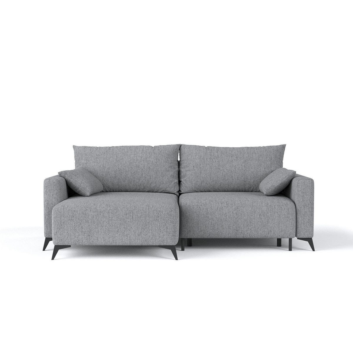 ECKSOFA NUVIO mit Schlaffunktion Grau im Neve Stoff - Schwarz/Grau, Holz/Holzwerkstoff (239/148cm) - AltaBeds