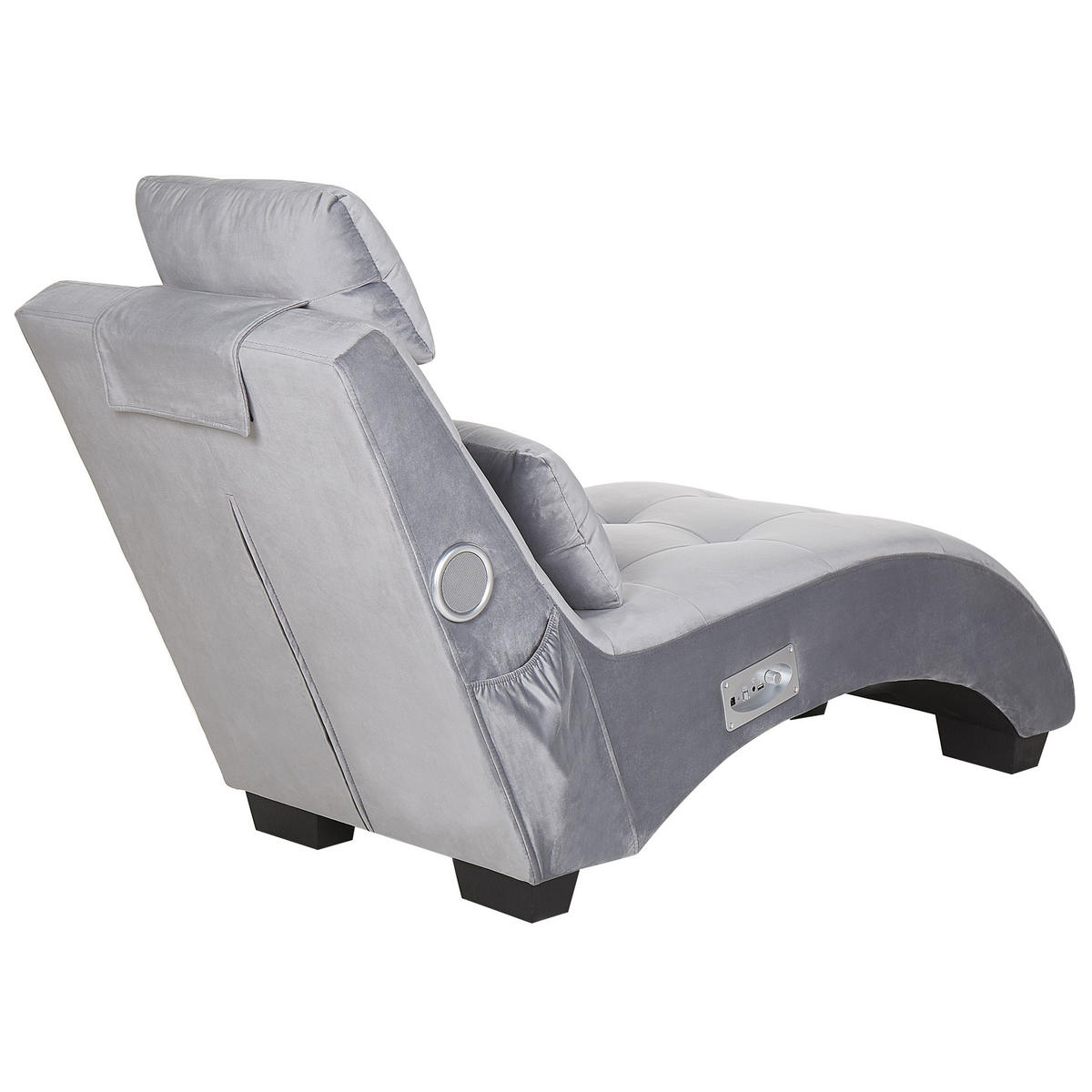 CHAISELONGUE Samtstoff Grau Simorre - Hellgrau, Textil (157/82/66cm) - Beliani