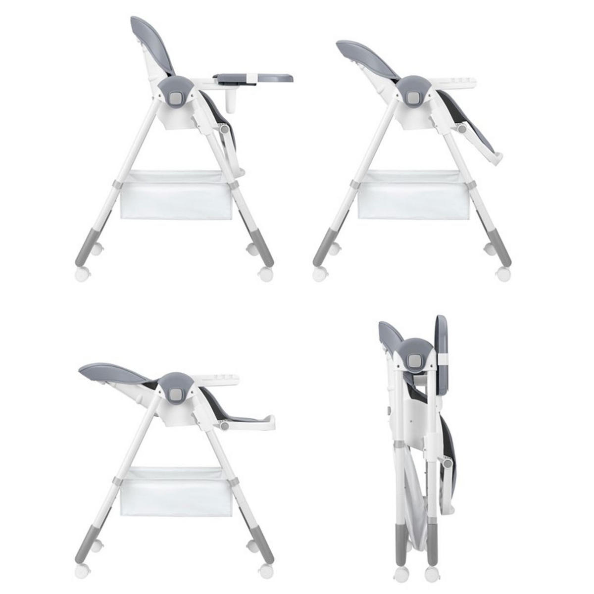 HOCHSTUHL Spicy+ faltbar grau höhenverstellbar Fußstütze Räder Korb - Grau, Metall (51/103/71cm) - Kikka boo