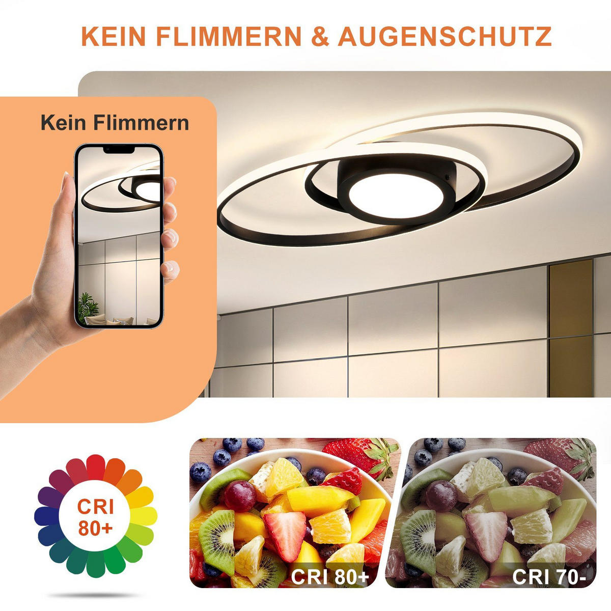LED-DECKENLEUCHTE Einäugig 56/22.3/4 cm - Schwarz, Metall (56/22.3/4cm) - Nettlife