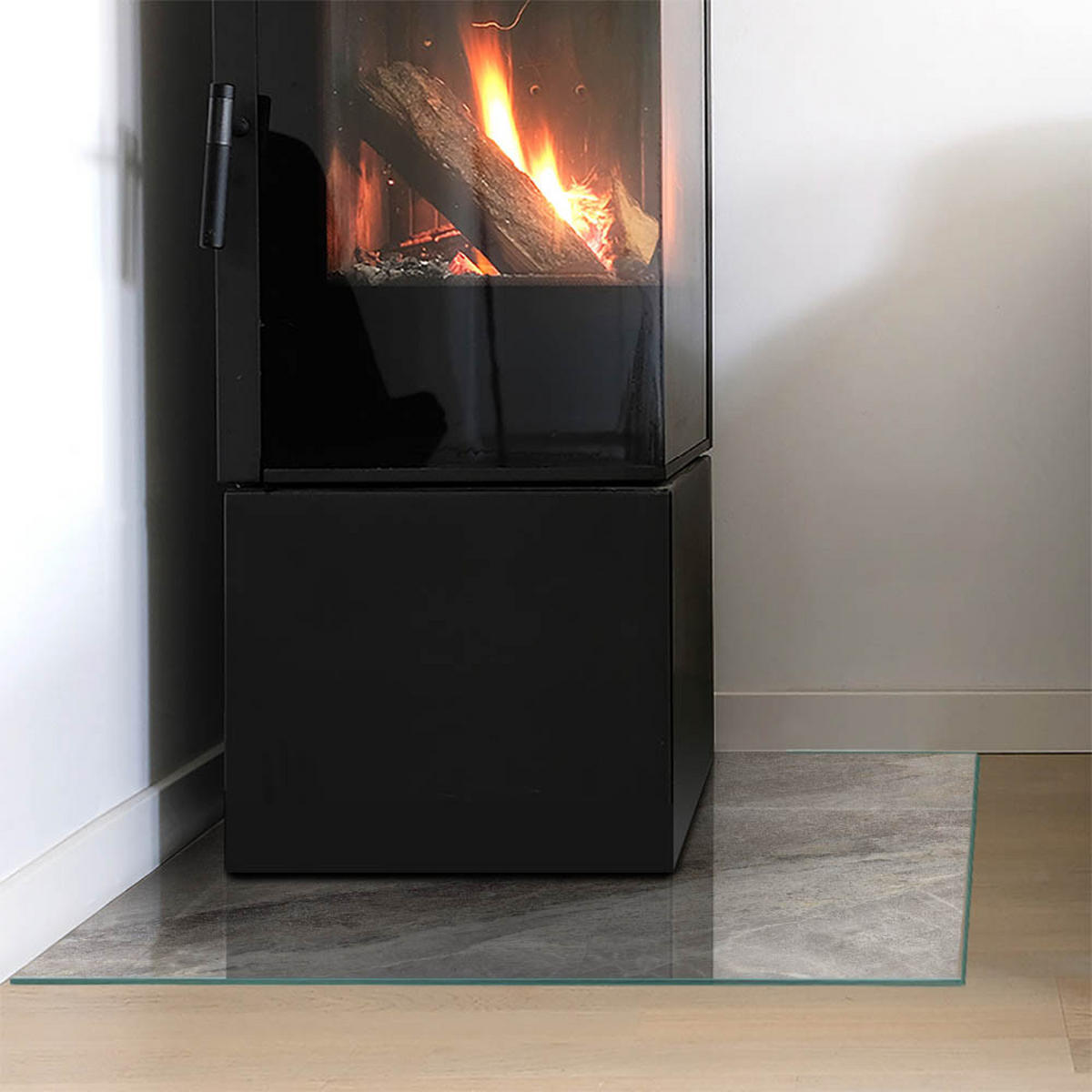 GLASPLATTE für Kamin 60x60 cm Grau - Grau, Glas (60/60/0.4cm) - ArtPrintCave