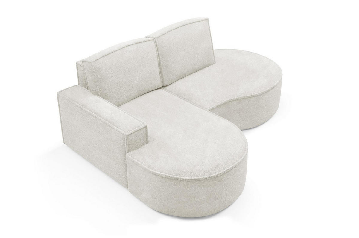 ECKSOFA Flow Weiß, mit Kissen in Abriamo Stoff, linke seite - Weiß, Holzwerkstoff/Textil (210/157cm) - Bettso