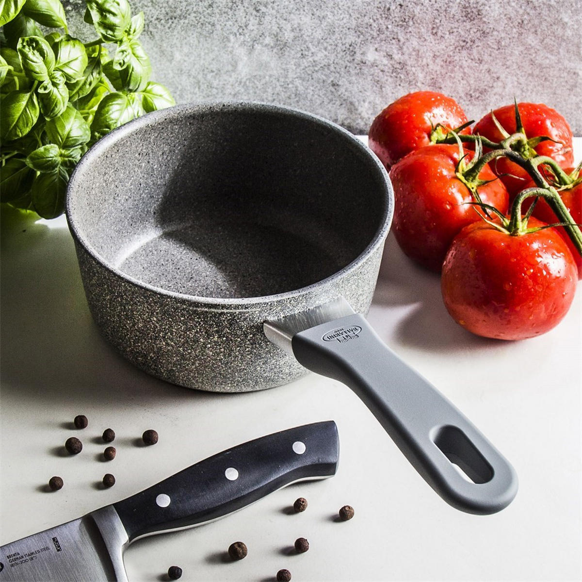 STIELTOPF Graphit 16/16/8.4 cm 750029340 - Graphitfarben, Metall (16cm) - Ballarini