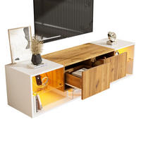 TV-SCHRANK in Weiß/Eicheoptik mit LED und 2 Schubladen 160/40/42 cm - Weiß, Holzwerkstoff (160/42/40cm) - Redom