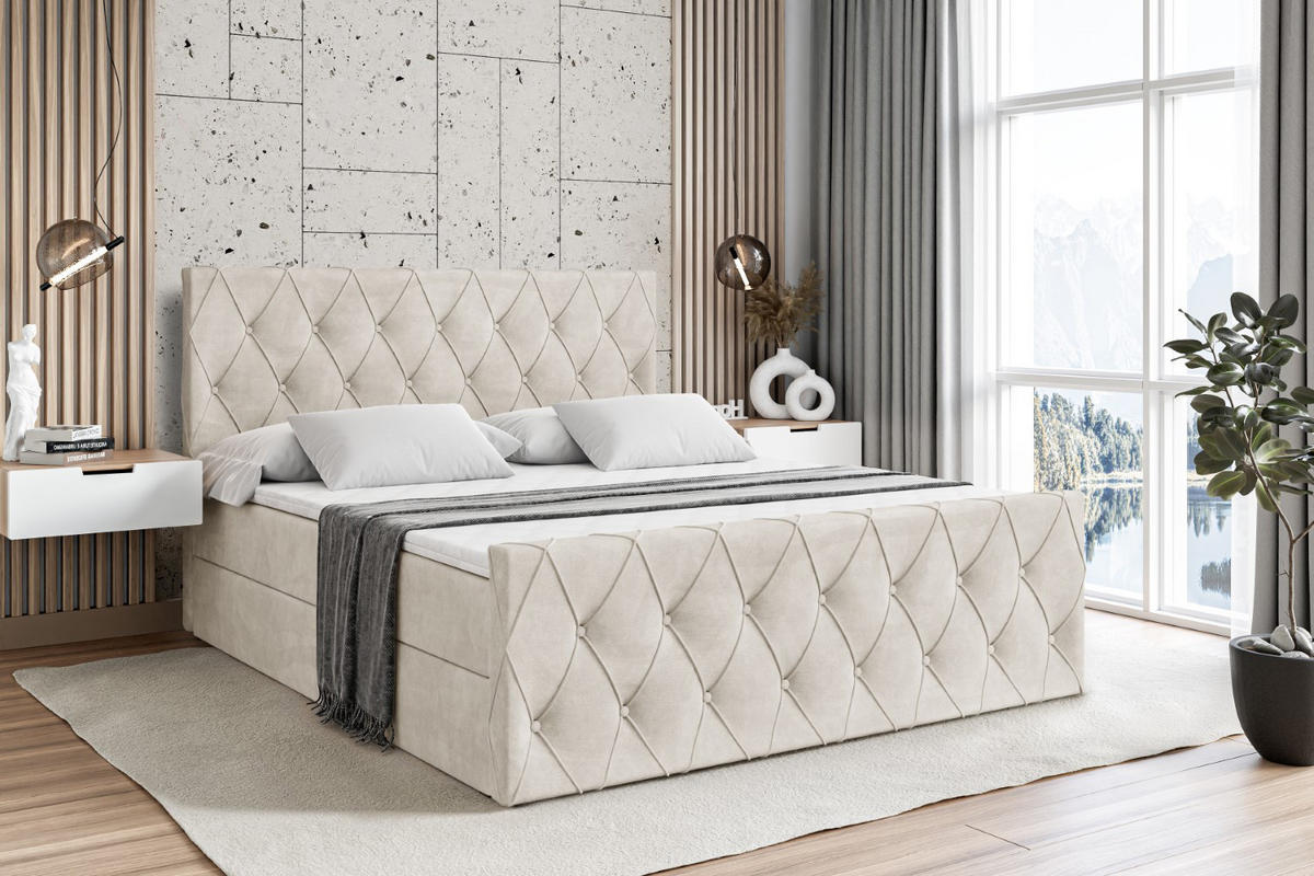 BOXBETT AMAY-Z - 180x200 cm - H4 - Ecru - Beige, Holzwerkstoff (180/200cm) - ALTDECOR