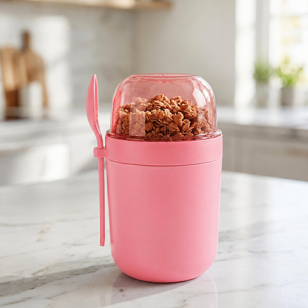 MÜSLIBECHER Pink 4er-Set auslaufsicher - Pink, Kunststoff - Relaxdays