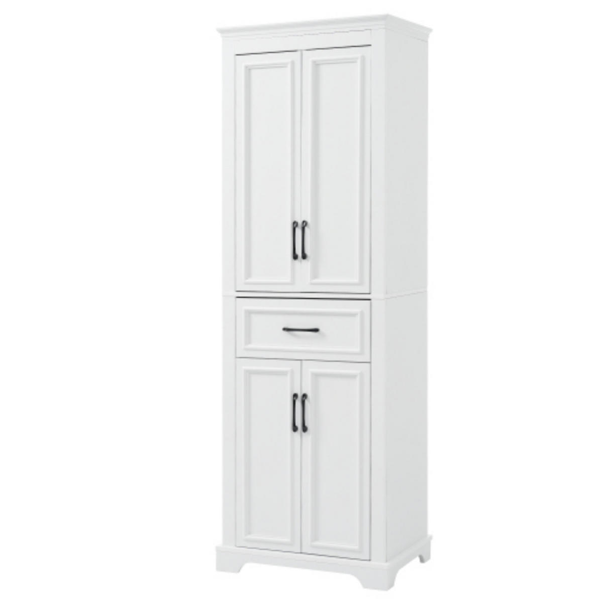 BADEZIMMERSCHRANK Hochschrank 60x40x180 cm Weiß aus MDF mit Türen, Schublade und verstellbaren Einlegeböden - Weiß, Holzwerkstoff (60/180/40cm) - Modfu