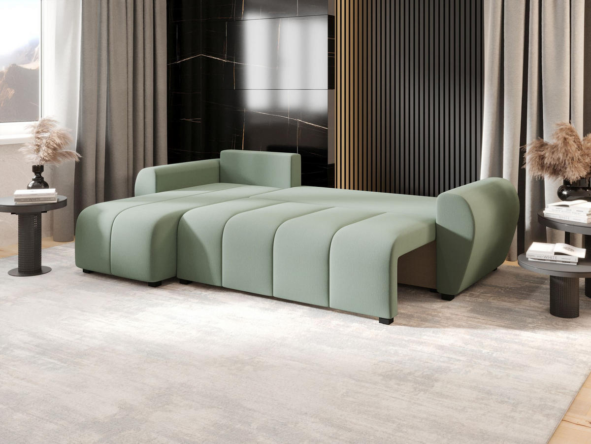 ECKSOFA MOLISA L Cosmic 16 Rechts mit Schlaffunktion - Hellgrün, Textil (245/145cm) - Bedante