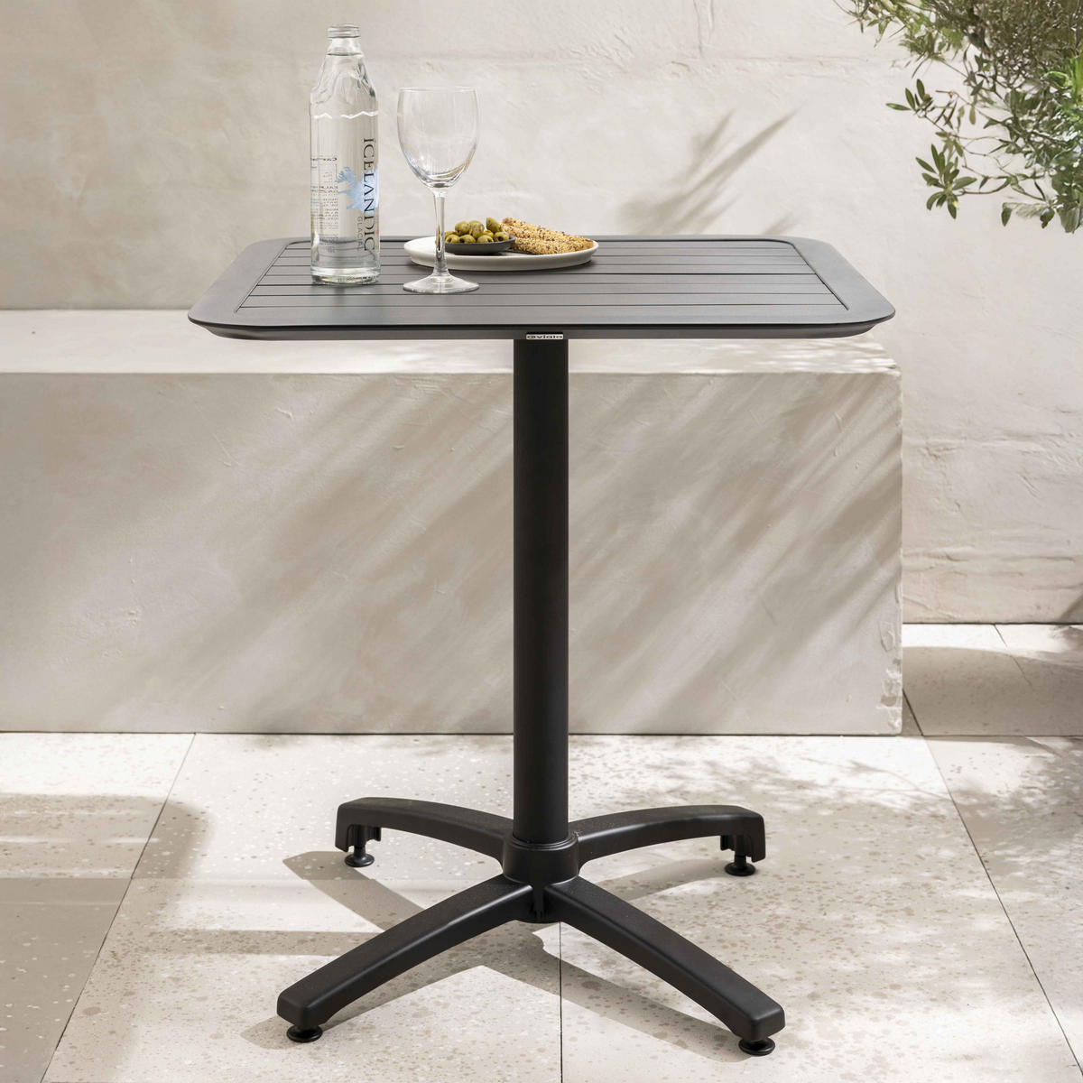 TERRASSENTISCH 70 X 70 cm, Schwarz - Schwarz, Metall (70/70/72cm) - Oviala
