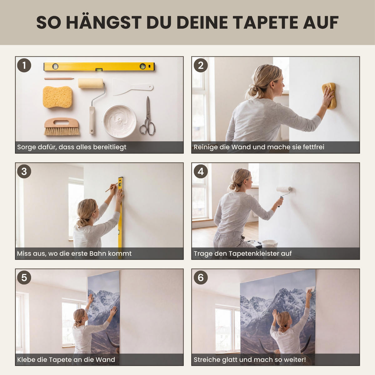 TAPETE - Schottischer Hochländer - Braun - Wasser - 120x200 cm - Braun, Papier (120/200cm) - OnlyWow