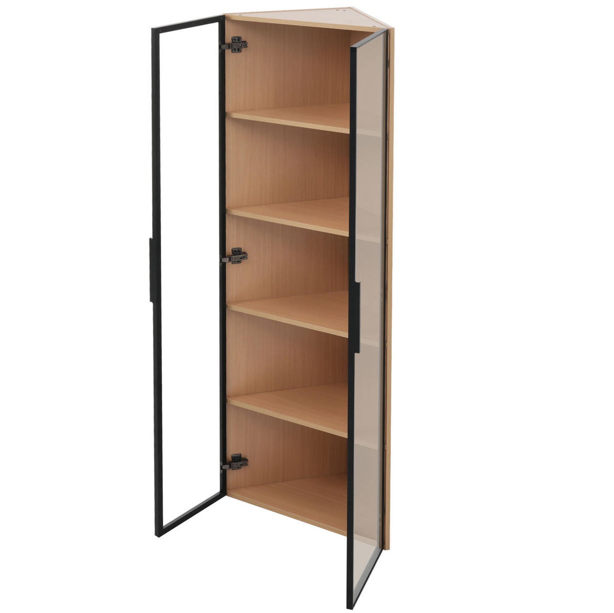 VITRINE 62/35/160 cm aus MDF mit LED-Beleuchtung Eichefarben - Eichefarben, Holzwerkstoff (62/160/35cm) - Modenvie