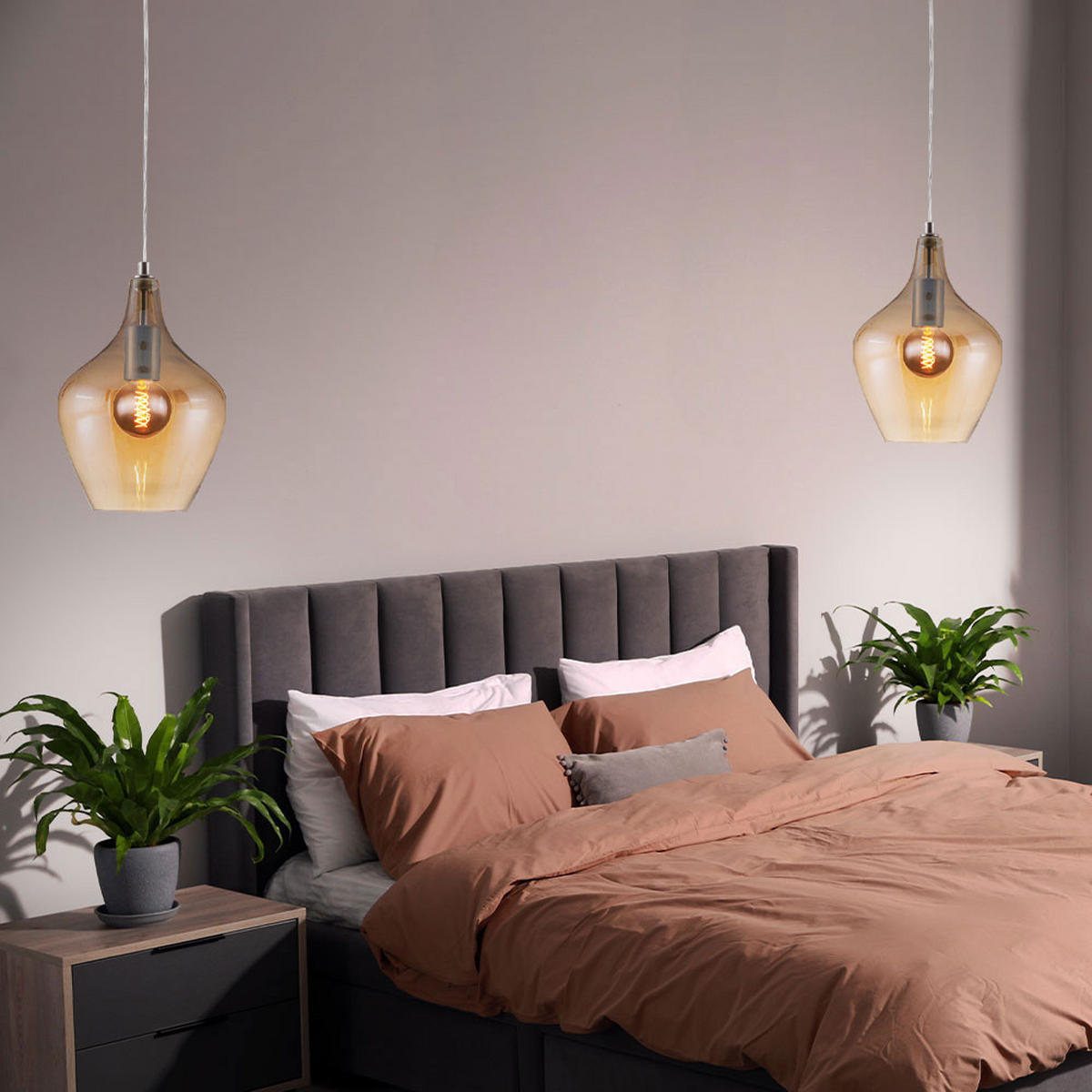 LED HÄNGELEUCHTE Metall Orange - Orange, Glas (22/22/150cm) - Nowa